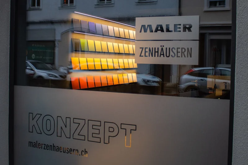 Showroom von Maler Zenhäusern in Basel von aussen